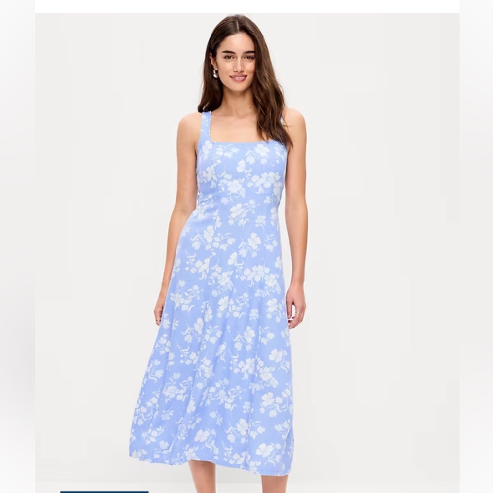 Old Navy Blue Floral Midi Slip Dress